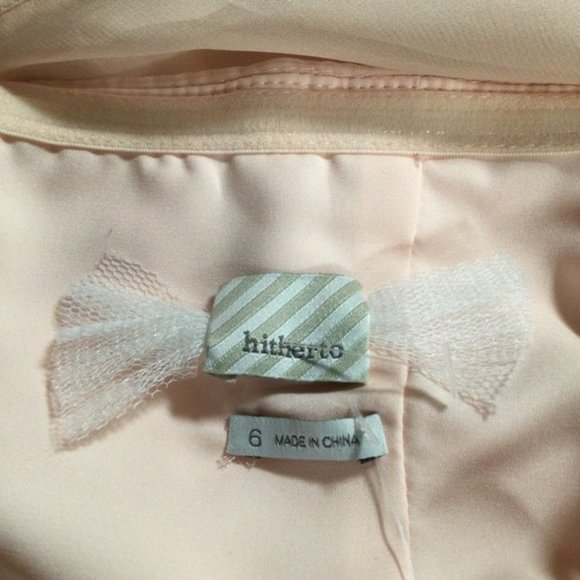 👛 2/$40 HITHERTO Strapless Fit/Flare Midi Pink Occasion Dress with Mesh Bodice - Picture 5 of 8